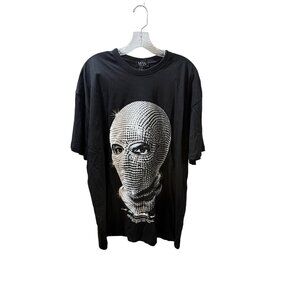 BoohooMAN Black Graphic T-Shirt With Rhinestone Mask Print Size L